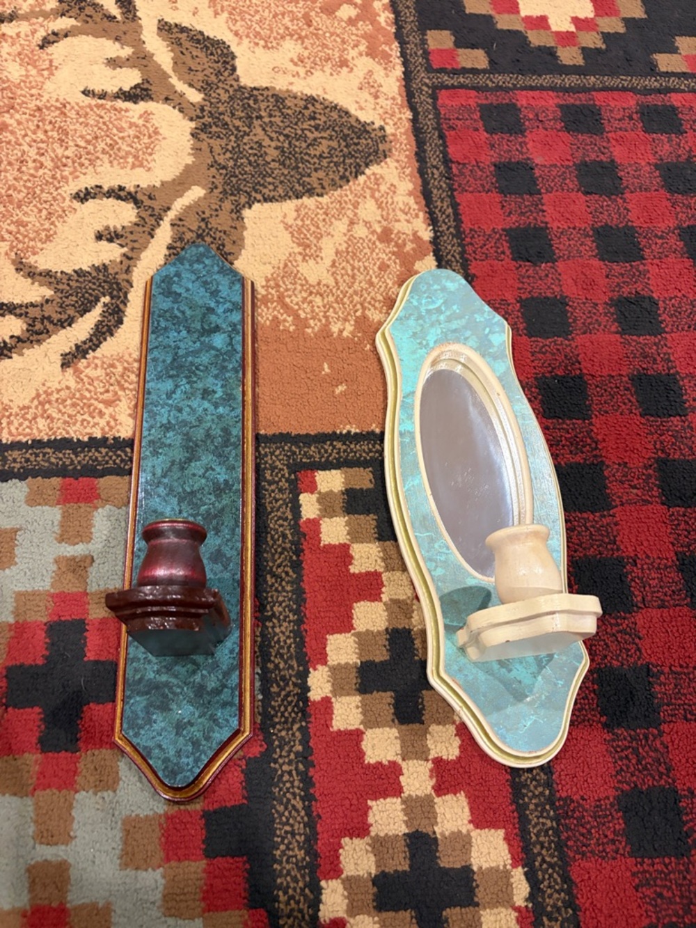 Pair of vintage wooden wall sconces